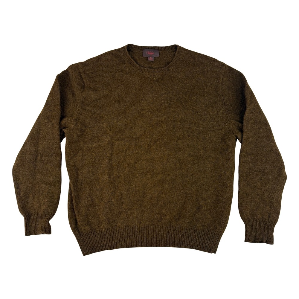 TreVero Crewneck Sweater Mens XL Brown 100% Lambswool Knit Pullover